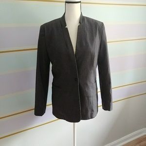 Charcoal and leather blazer